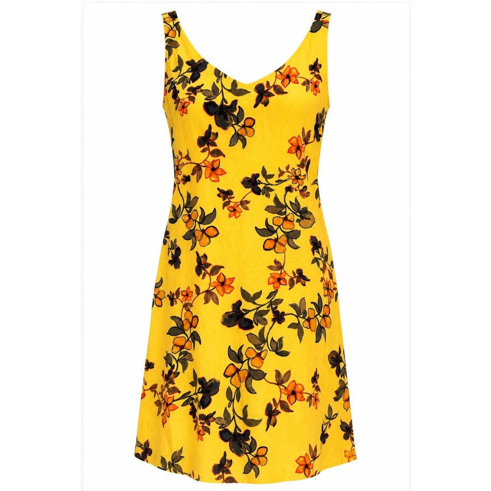 Urban Outfitters Dress S Yellow Floral Mini Low Back Boho Summer Short Sundress